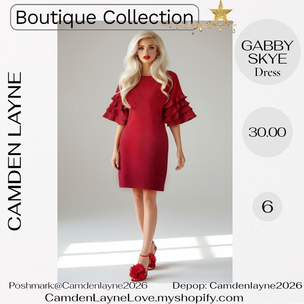 Gabby Skye Burgundy Long Sleeve Dress